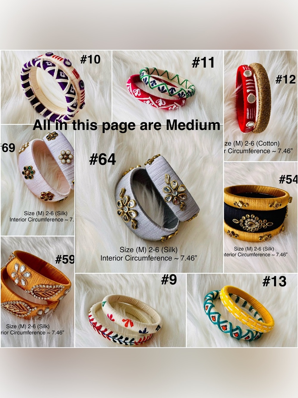 🎡🎡Handmade Silk or Cotton Wrapped Bangle Set of your choice in various sizes - Picture 3 of 16